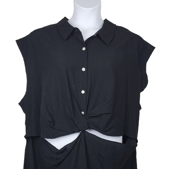 Old Navy Womens Short Sleeve Black Cutout Twist Front Shirt Dress Size 3X NWT - Picture 2 of 8
